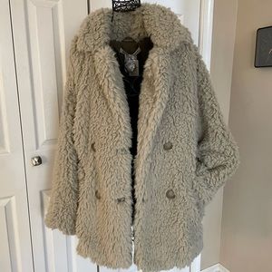 Free People Honeypie teddy coat size small light green new with tags!